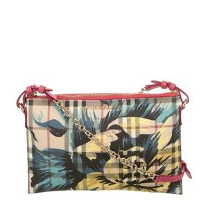 BURBERRY LONDON HAYMARKETCHECK FLORAL PEYTON CROSSBODY BAG